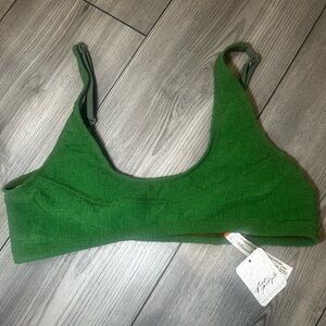 Free People Textured Green Bikini Top